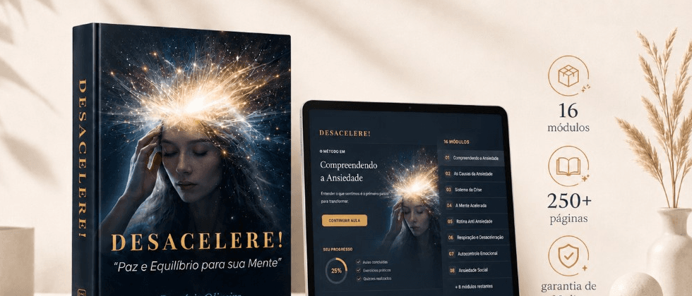 Mockup do livro Desacelere! com acesso digital pela plataforma